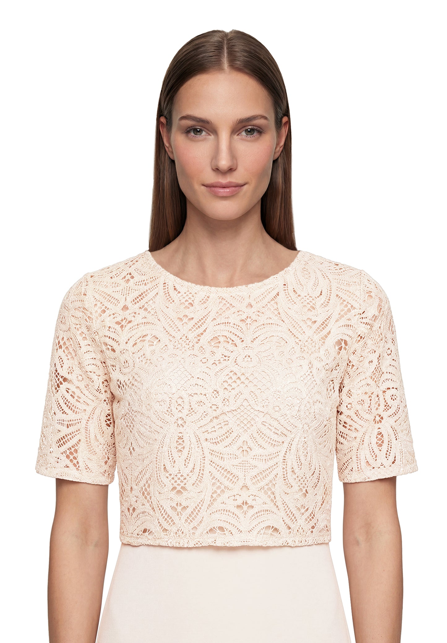 Kleid Lang 3/4 Arm Silky Beige Bild 6