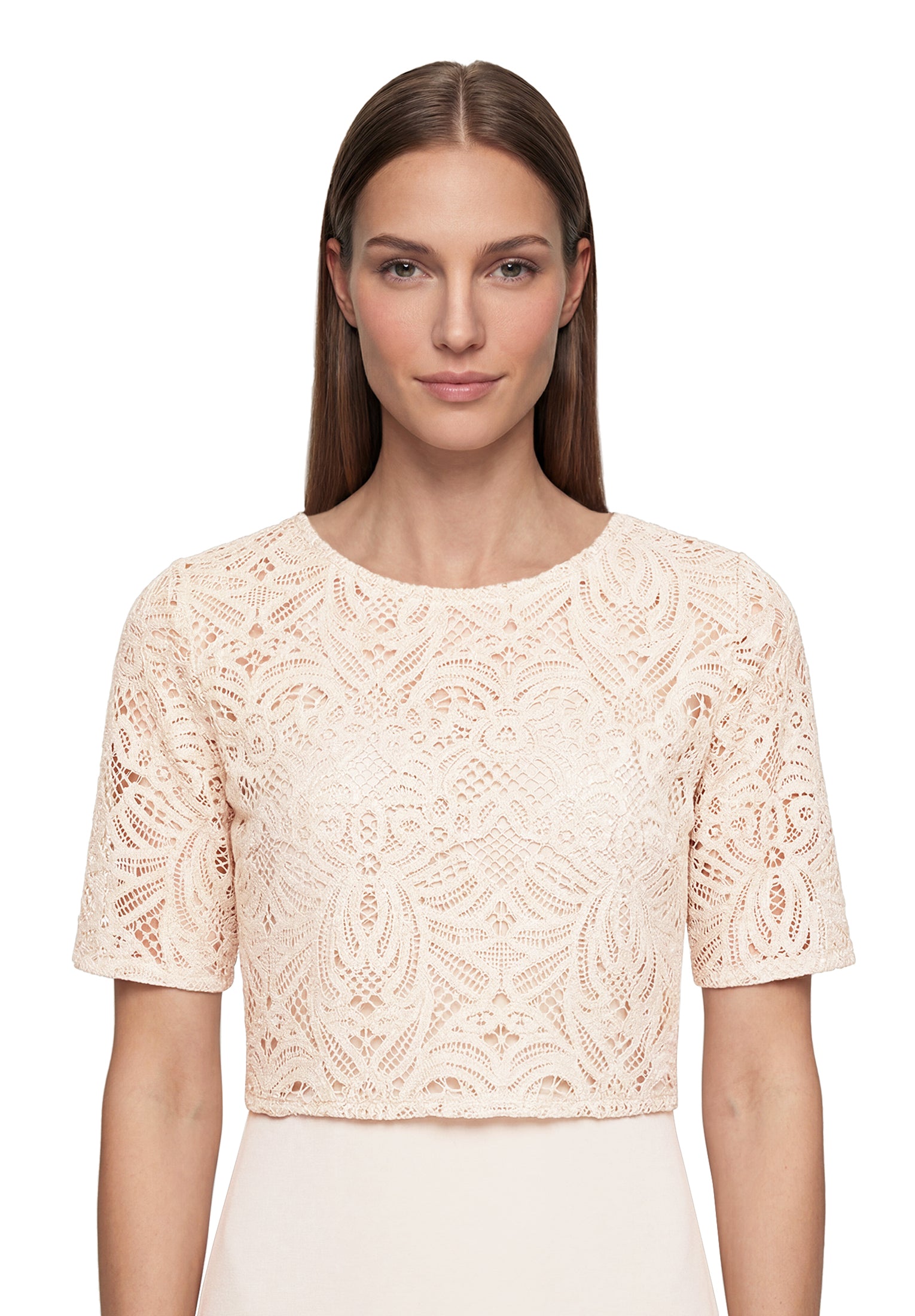 Kleid Lang 3/4 Arm Silky Beige Bild 6