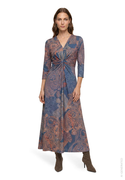 Kleid Lang 3/4 Arm Blue/Red Bild 3