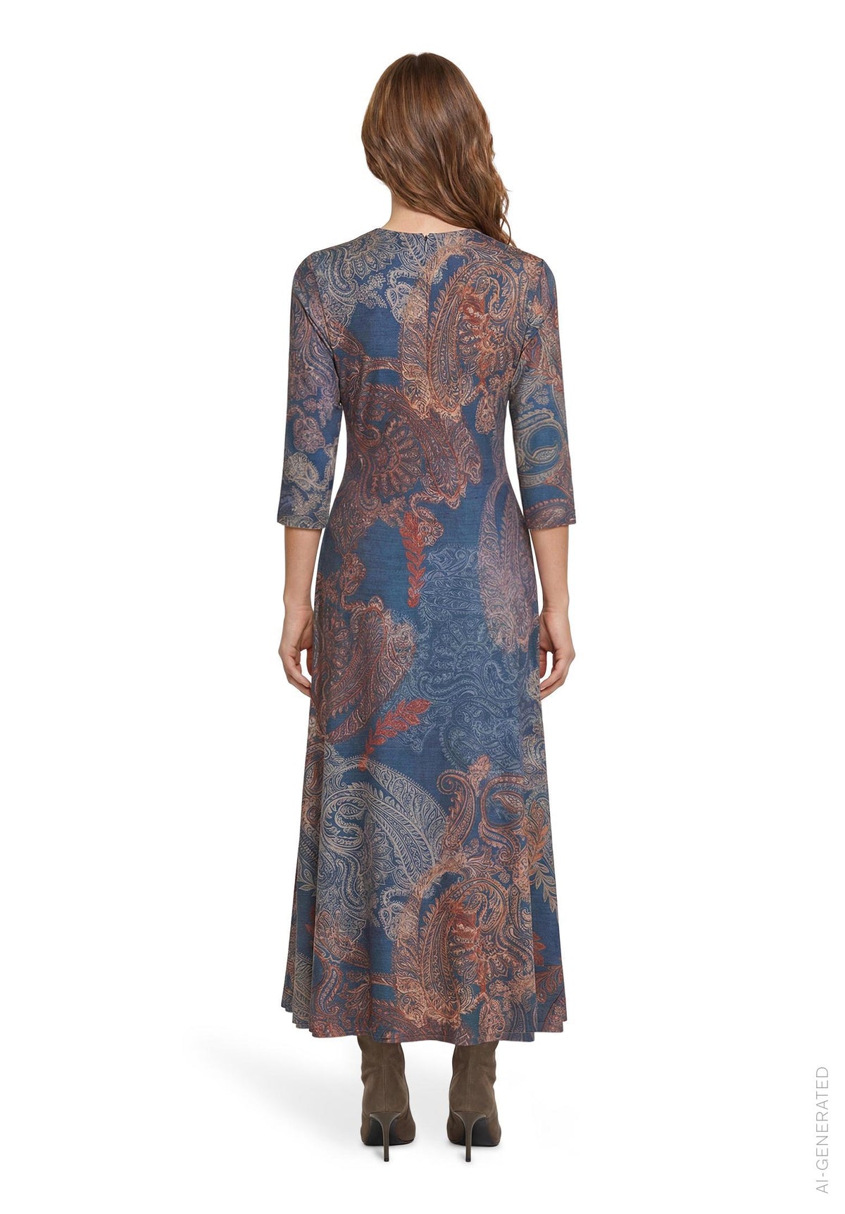 Kleid Lang 3/4 Arm Blue/Red Bild 4