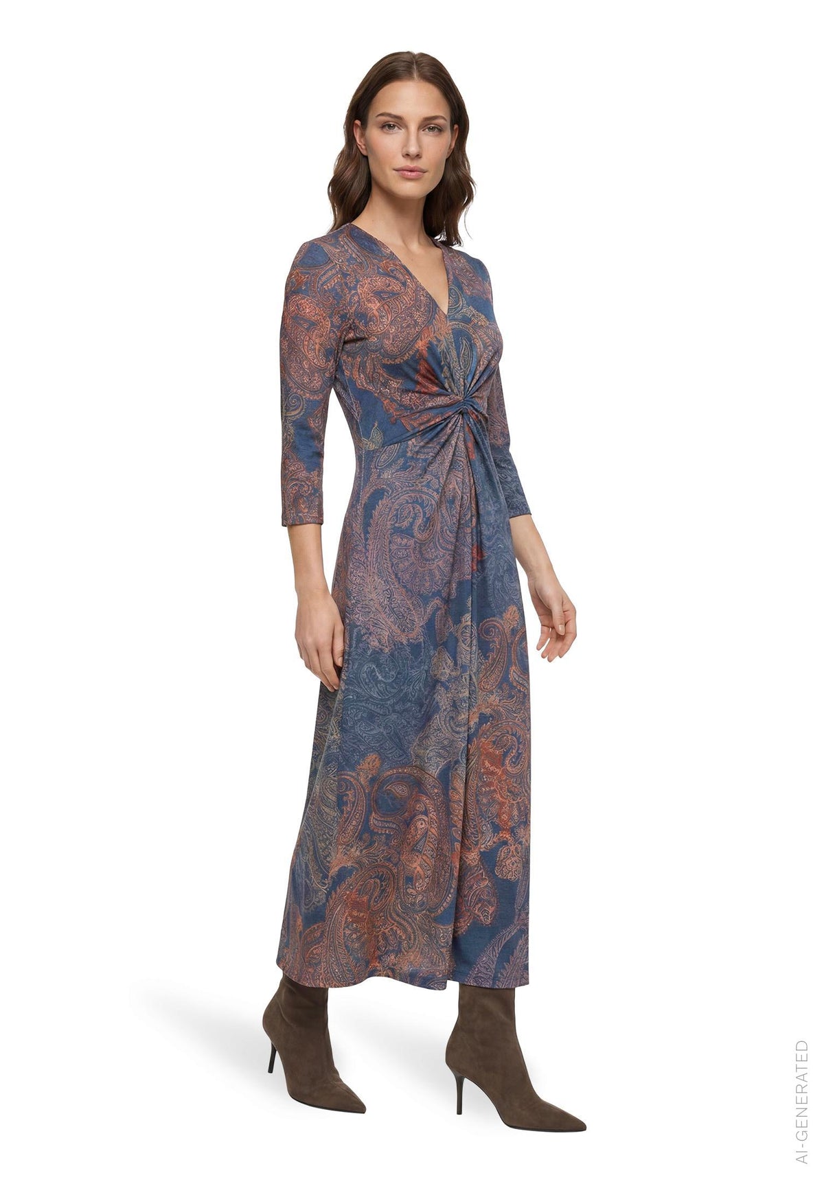 Kleid Lang 3/4 Arm Blue/Red Bild 5
