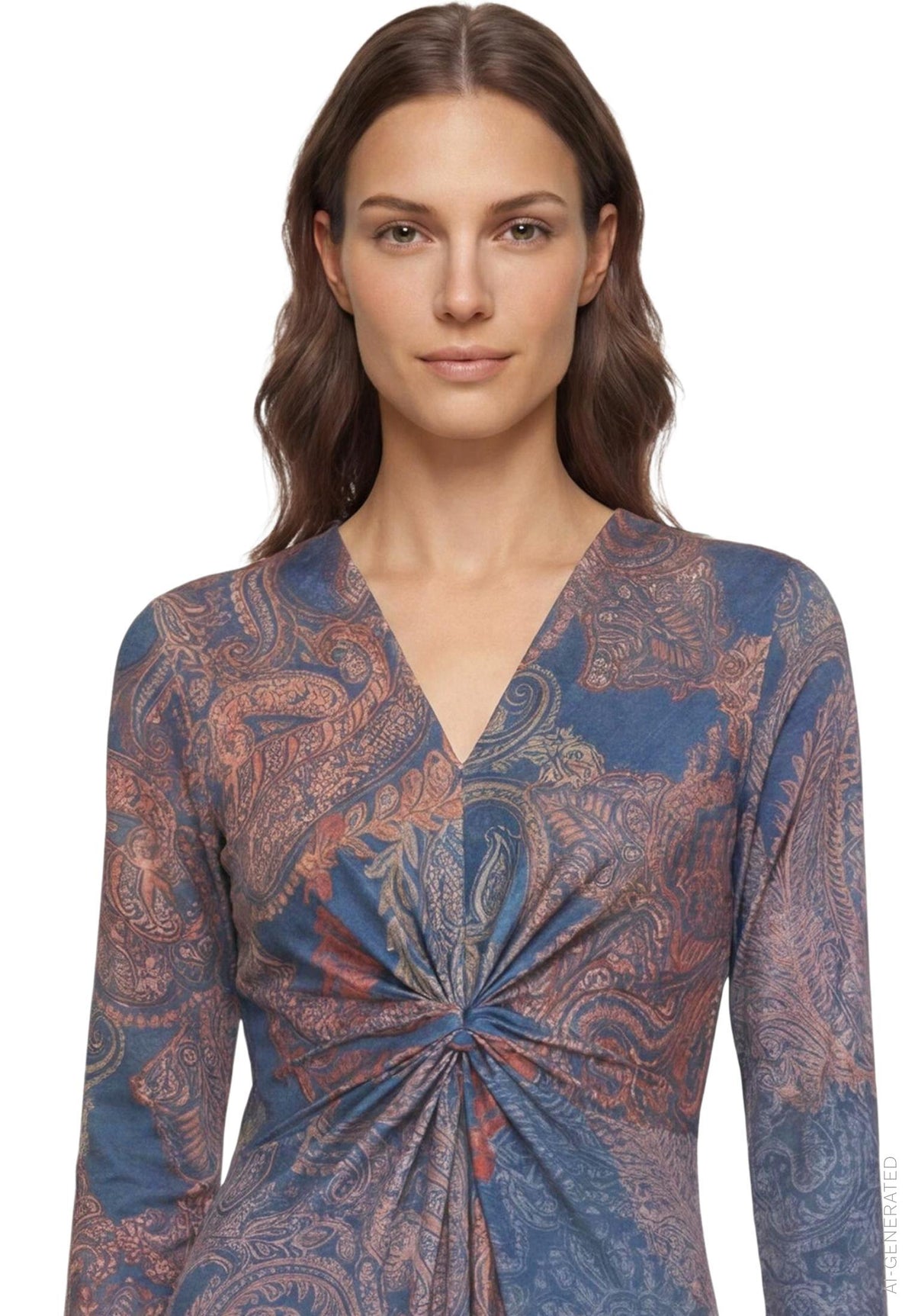 Kleid Lang 3/4 Arm Blue/Red Bild 6