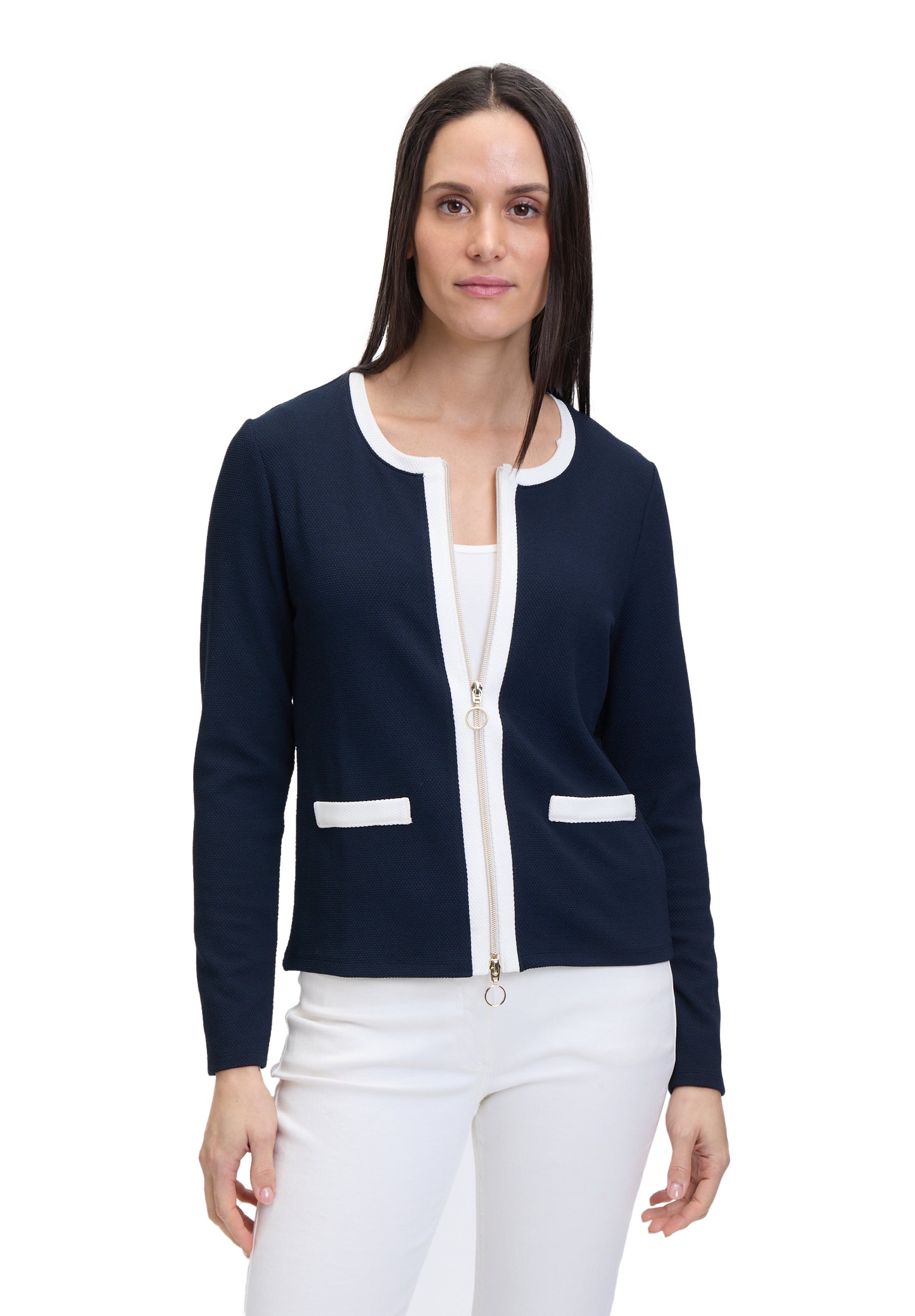 Shirt Jacke Kurz 1/1 Arm Patch Dark Blue/Cream Bild 3