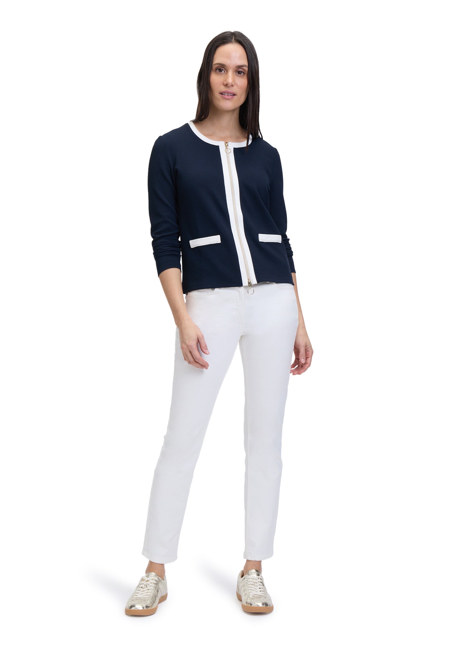 Shirt Jacke Kurz 1/1 Arm Patch Dark Blue/Cream Bild 5