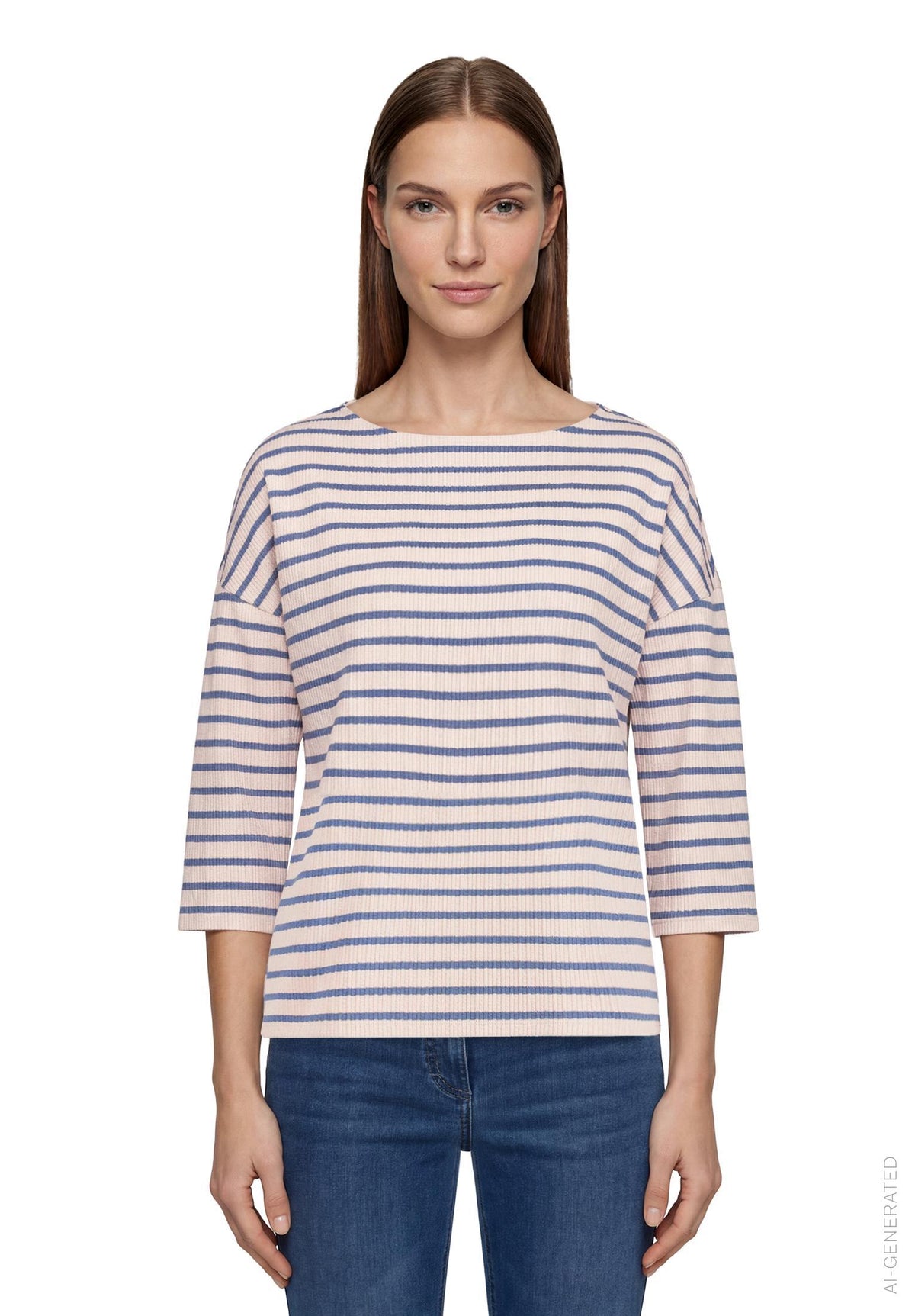 Shirt Kurz 3/4 Arm Nature/Blue Bild 3