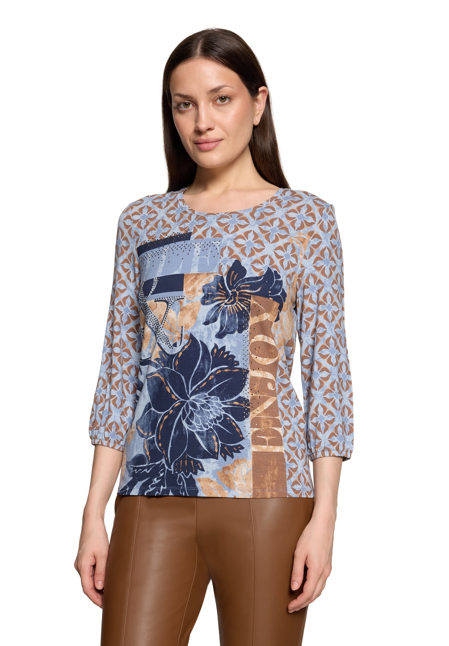 Shirt Kurz 3/4 Arm Blue/Brown Bild 3