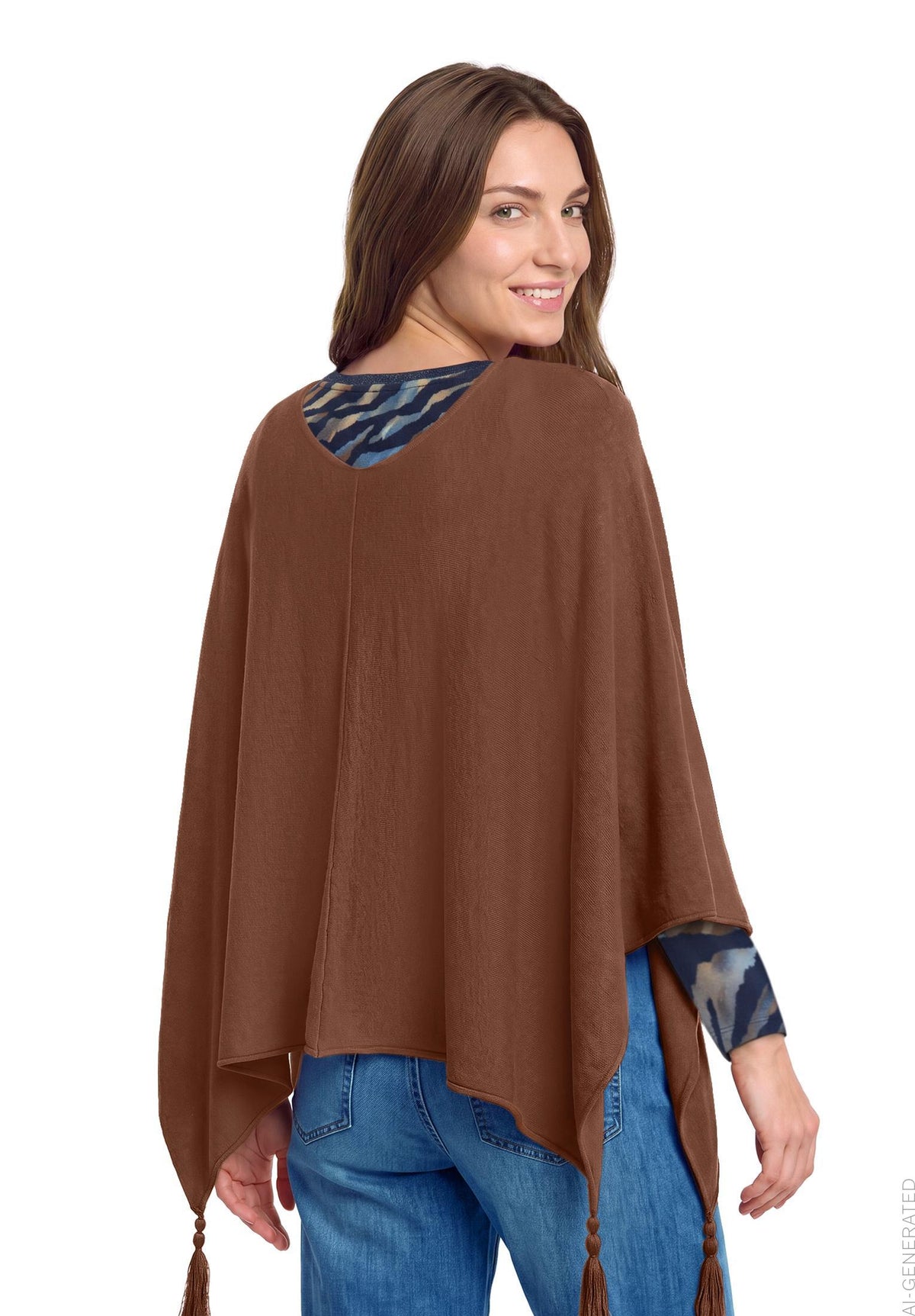 Strick-Poncho Dark Coffee Bild 3