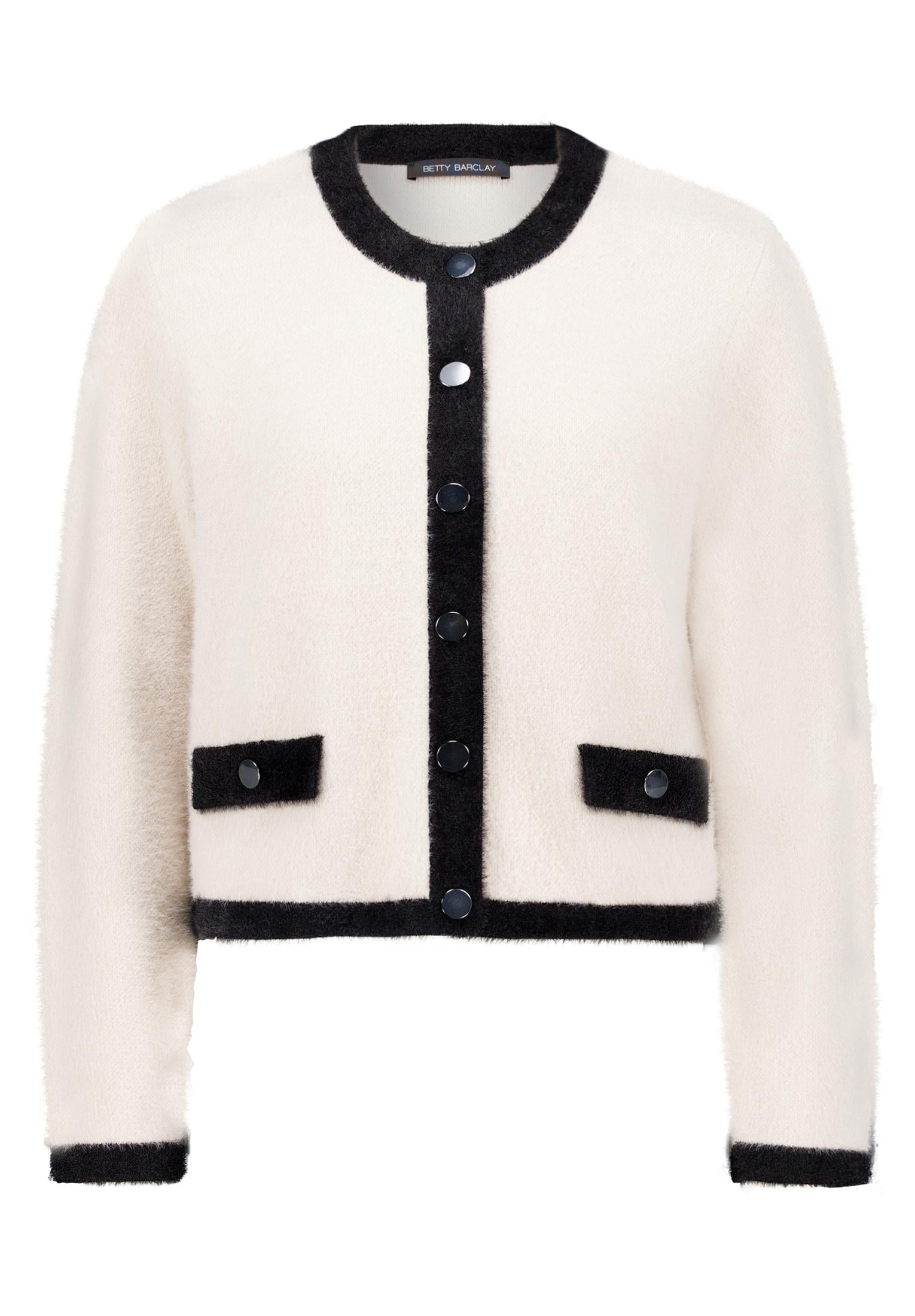 Strickjacke Kurz 1/1 Arm Patch Beige/Black Bild 1