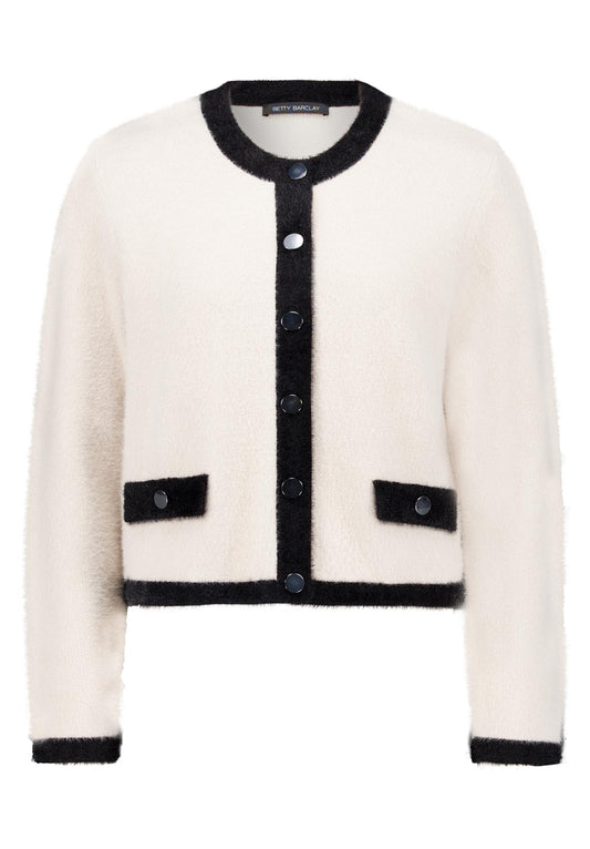 Strickjacke Kurz 1/1 Arm Patch Beige/Black Bild 1