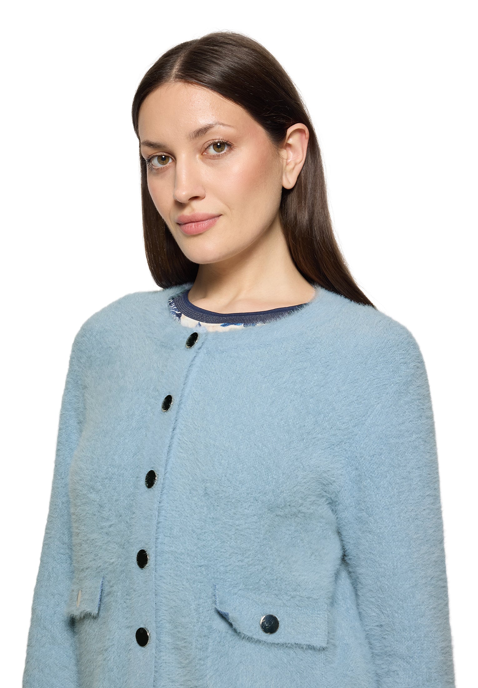 Strickjacke Kurz 1/1 Arm Blue Fog Bild 6