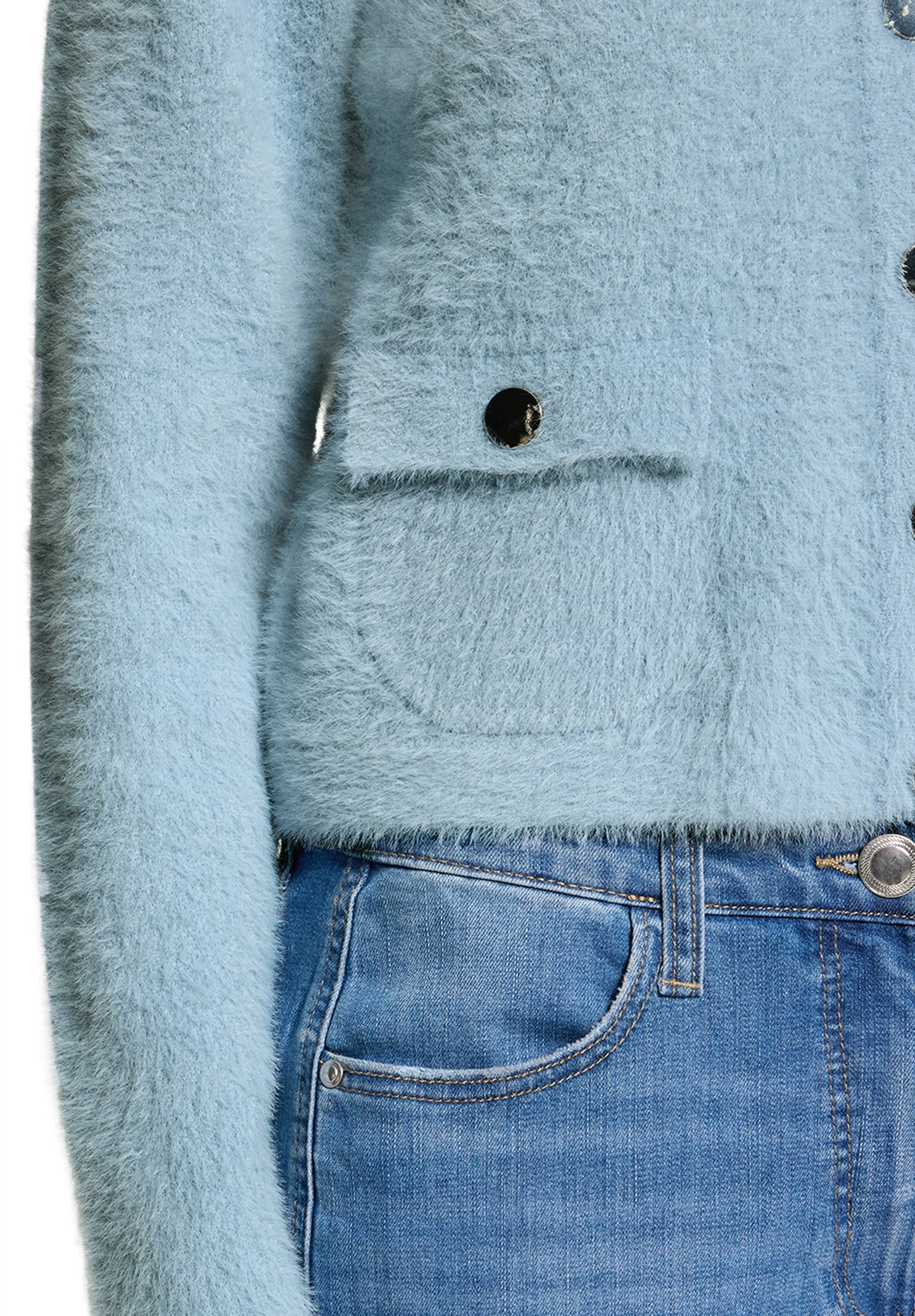 Strickjacke Kurz 1/1 Arm Blue Fog Bild 7