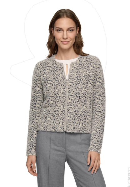 Strickjacke Kurz 1/1 Arm Patch Grey/Beige Bild 3