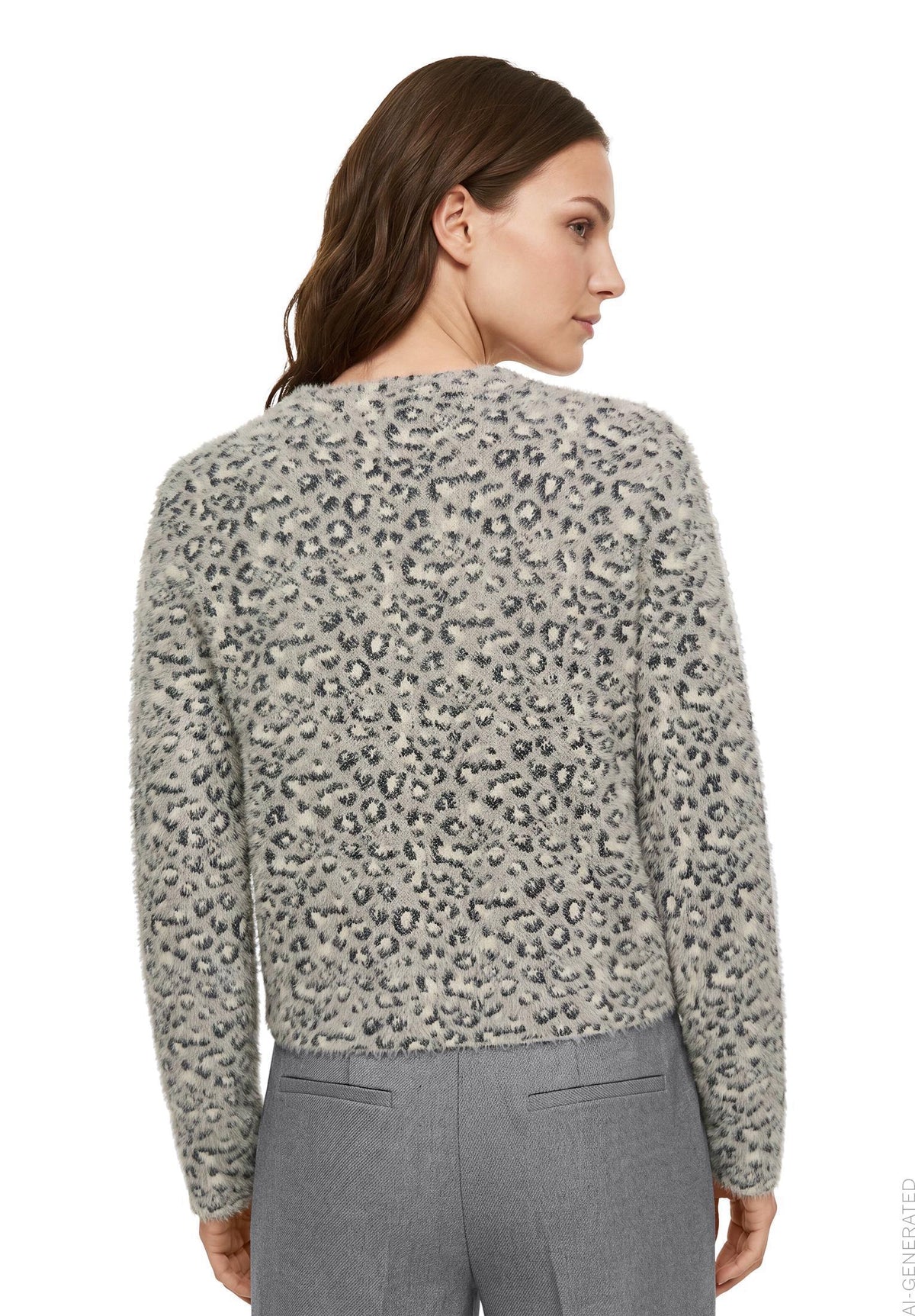 Strickjacke Kurz 1/1 Arm Patch Grey/Beige Bild 4