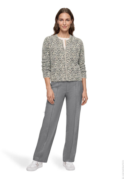 Strickjacke Kurz 1/1 Arm Patch Grey/Beige Bild 5