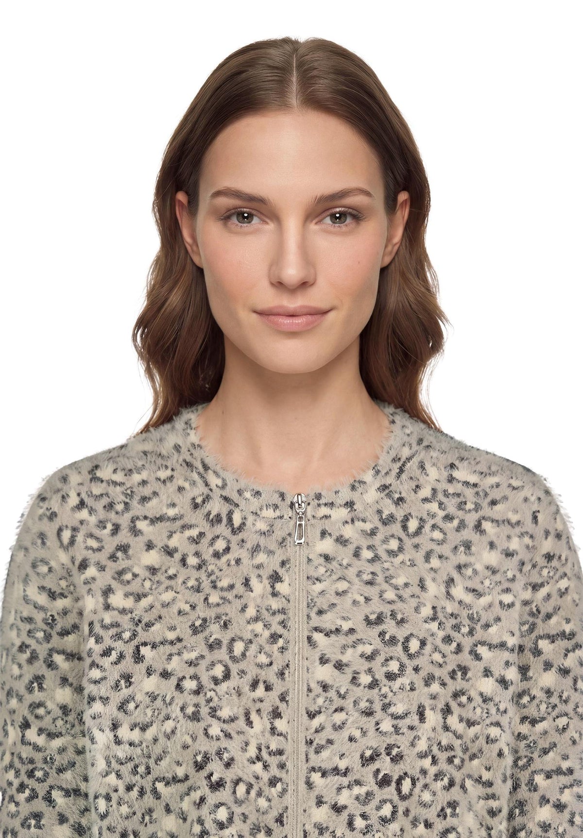 Strickjacke Kurz 1/1 Arm Patch Grey/Beige Bild 6