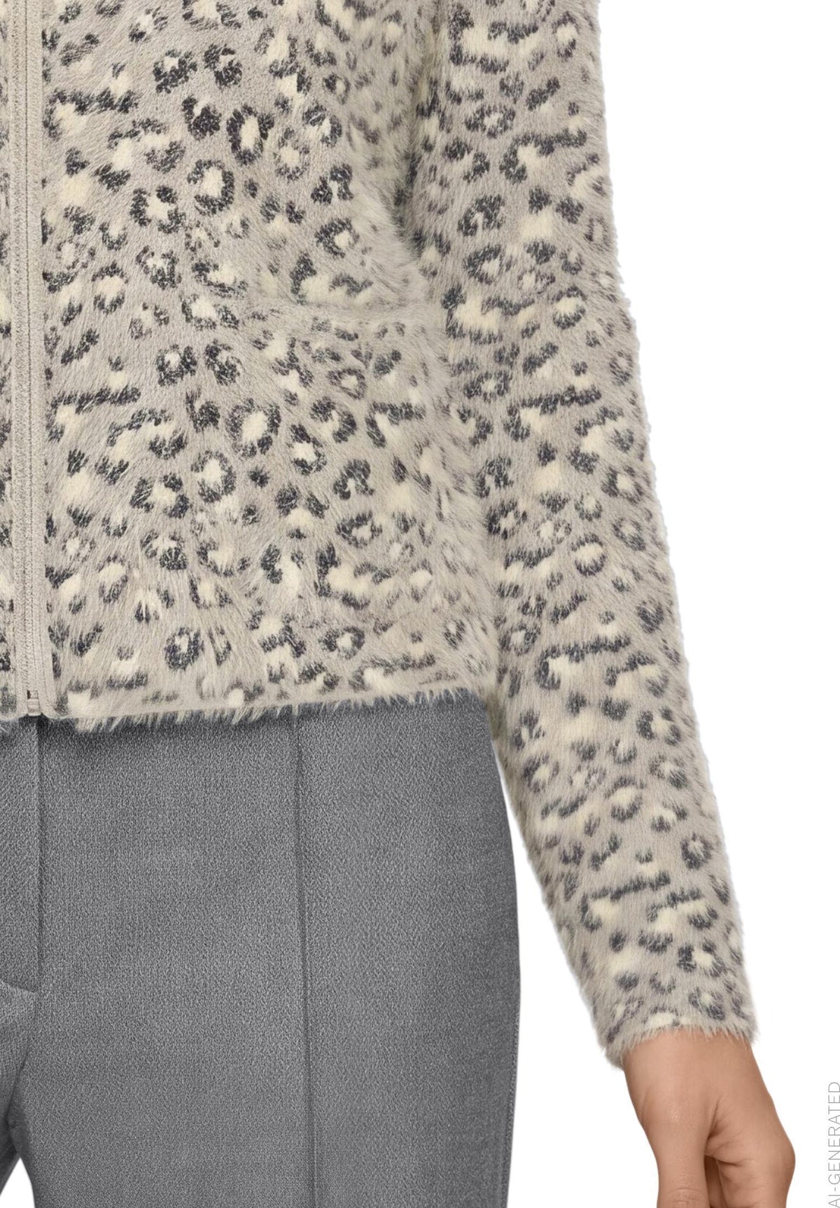 Strickjacke Kurz 1/1 Arm Patch Grey/Beige Bild 7