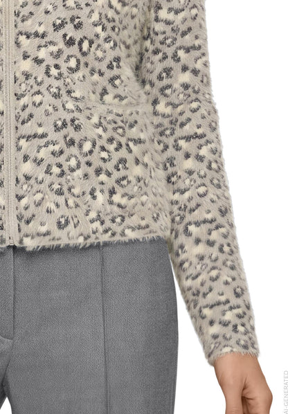 Strickjacke Kurz 1/1 Arm Patch Grey/Beige Bild 7