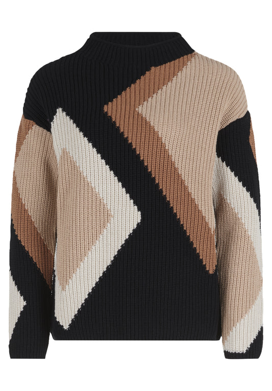 Strickpullover Kurz 1/1 Arm Patch Black/Brown Bild 1