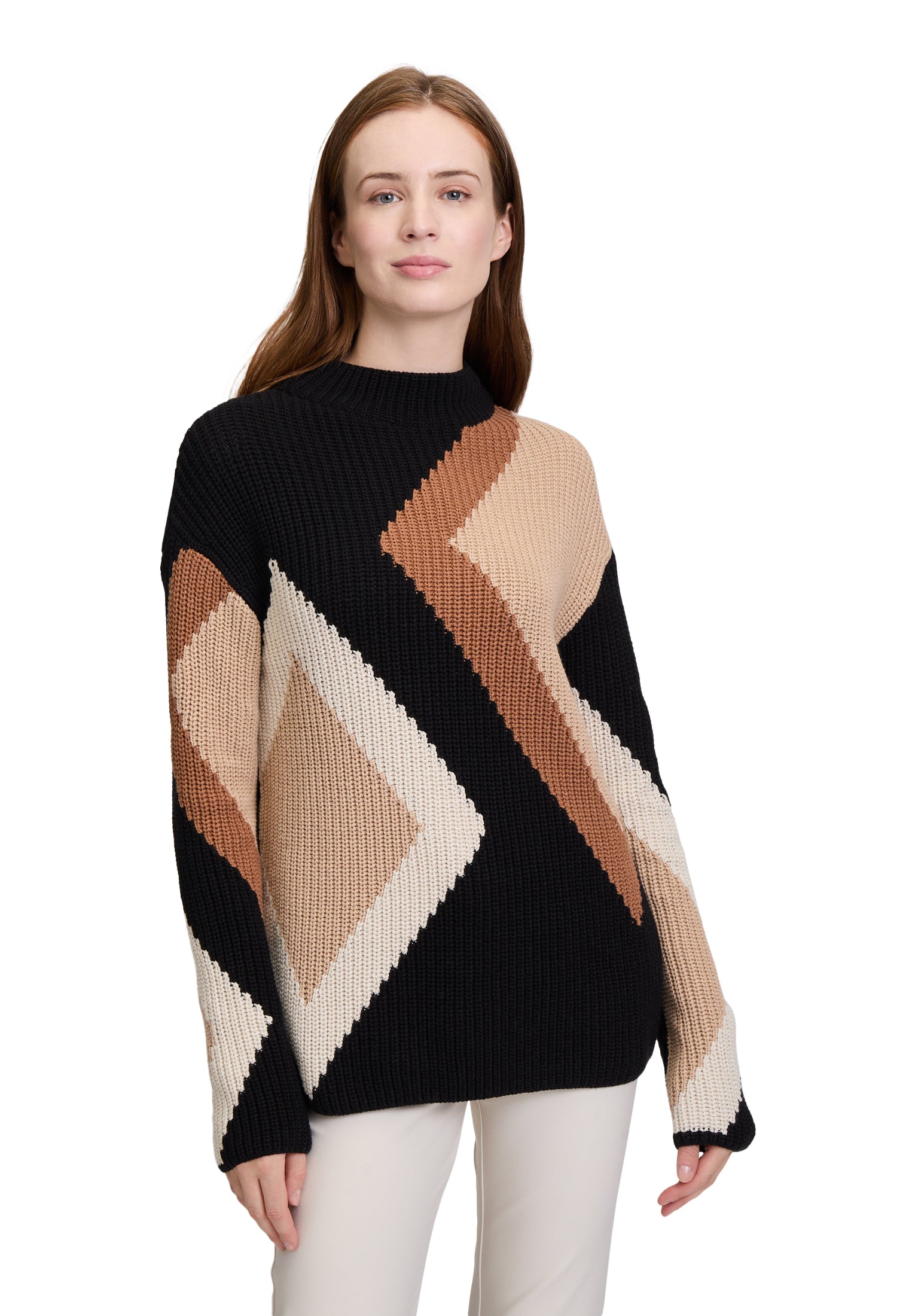 Strickpullover Kurz 1/1 Arm Patch Black/Brown Bild 3