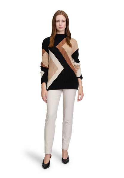 Strickpullover Kurz 1/1 Arm Patch Black/Brown Bild 5