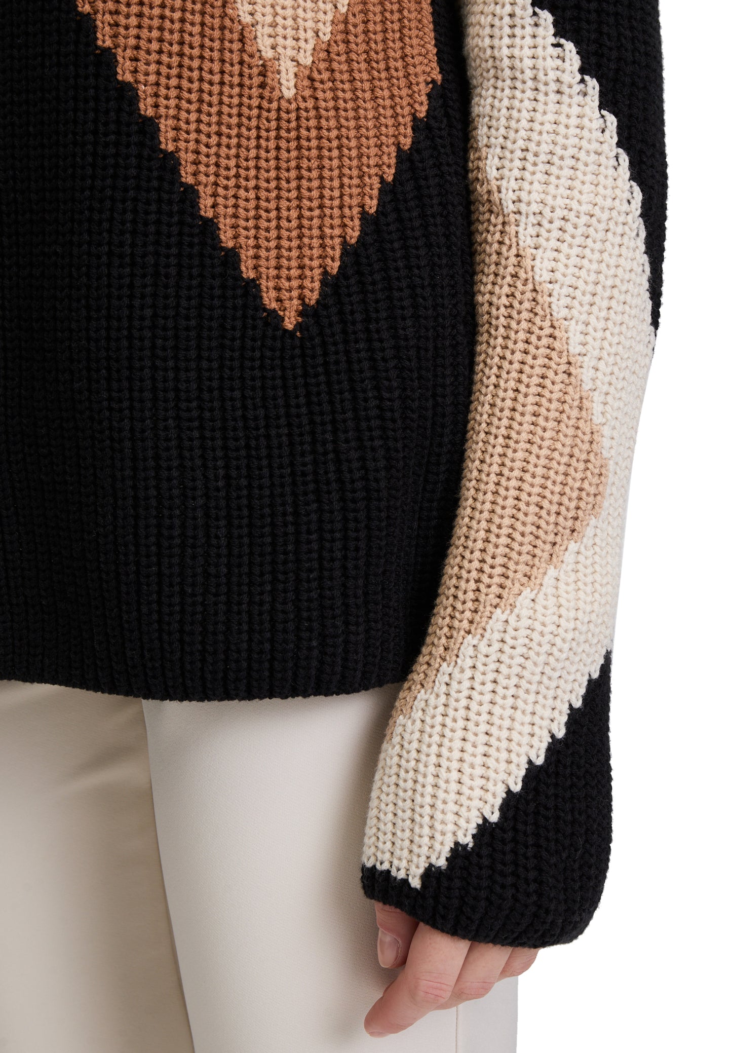 Strickpullover Kurz 1/1 Arm Patch Black/Brown Bild 7