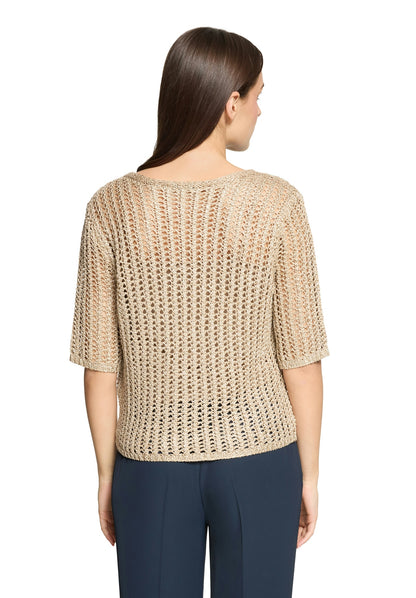Strickpullover Kurz 1/2 Arm Classic Beige Bild 4