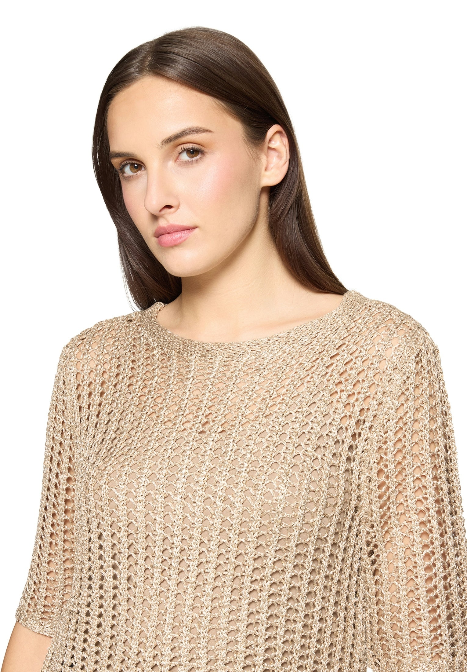 Strickpullover Kurz 1/2 Arm Classic Beige Bild 6