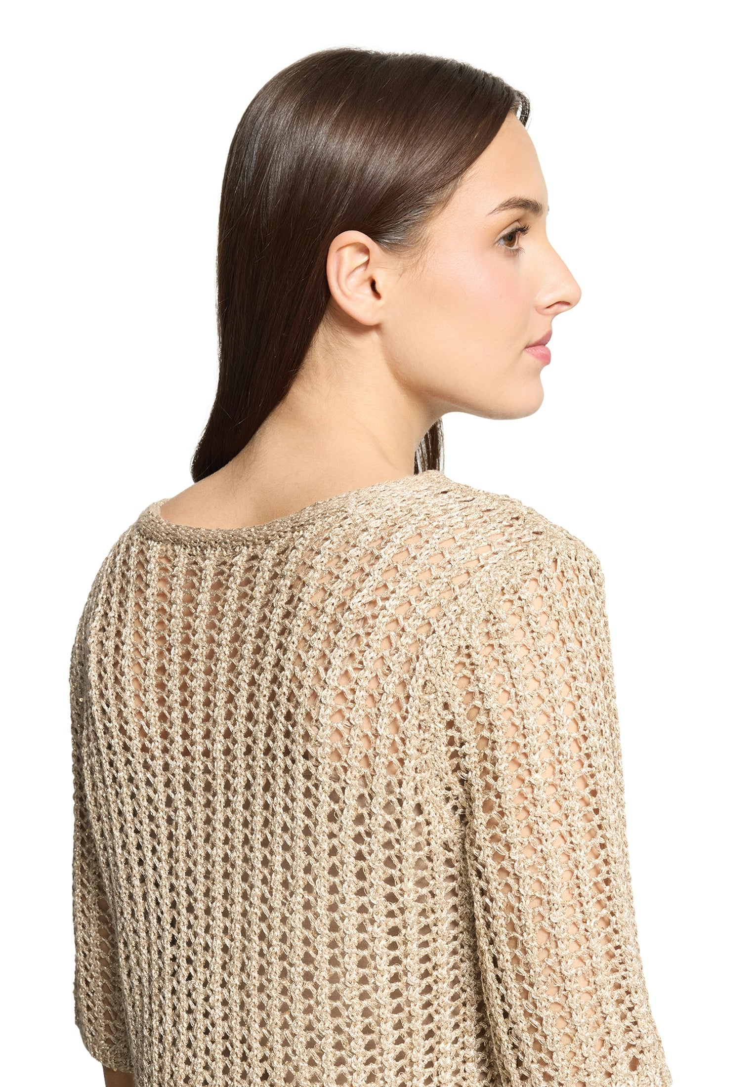 Strickpullover Kurz 1/2 Arm Classic Beige Bild 7