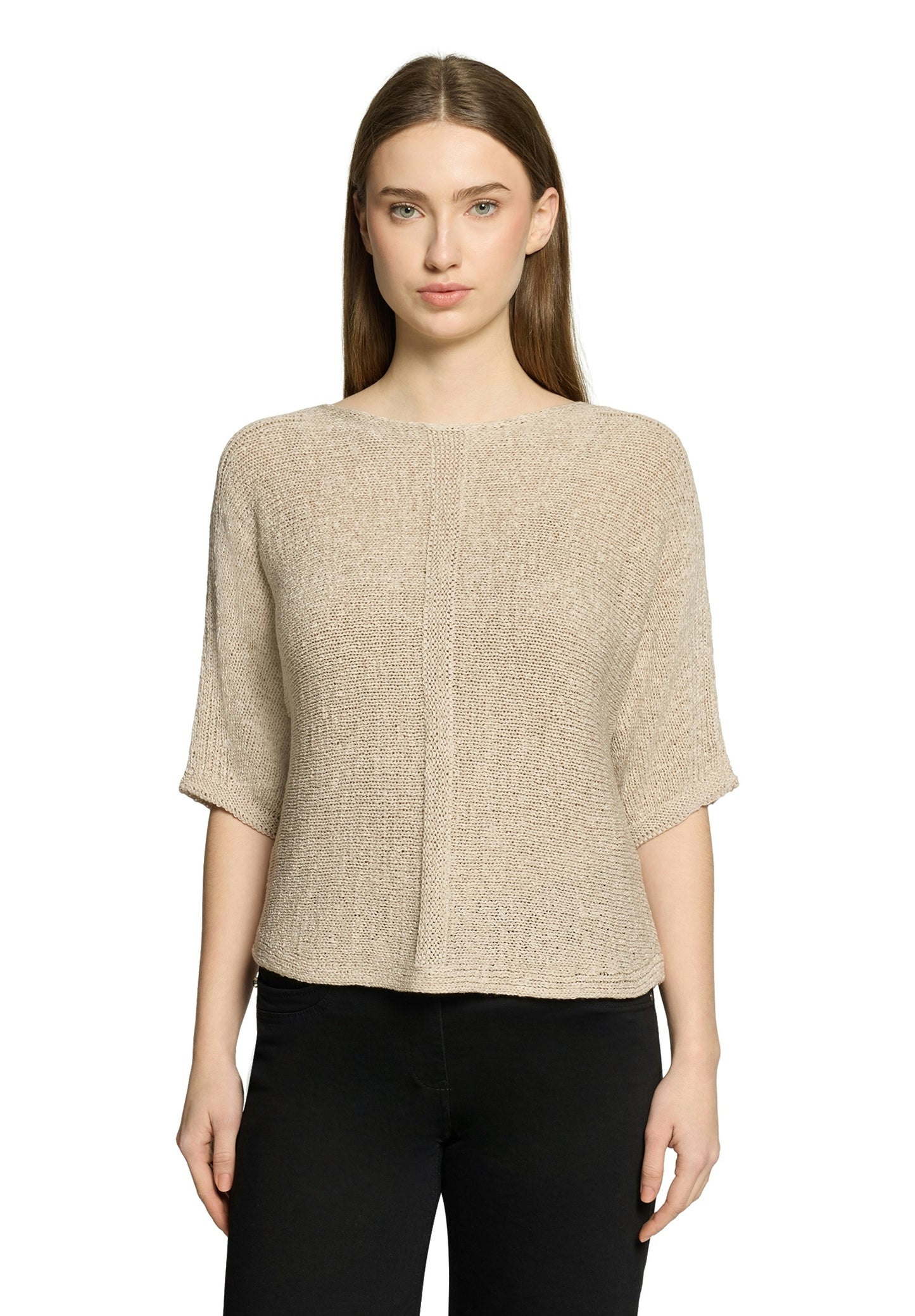 Strickpullover Kurz 1/2 Arm Light Beige Bild 3