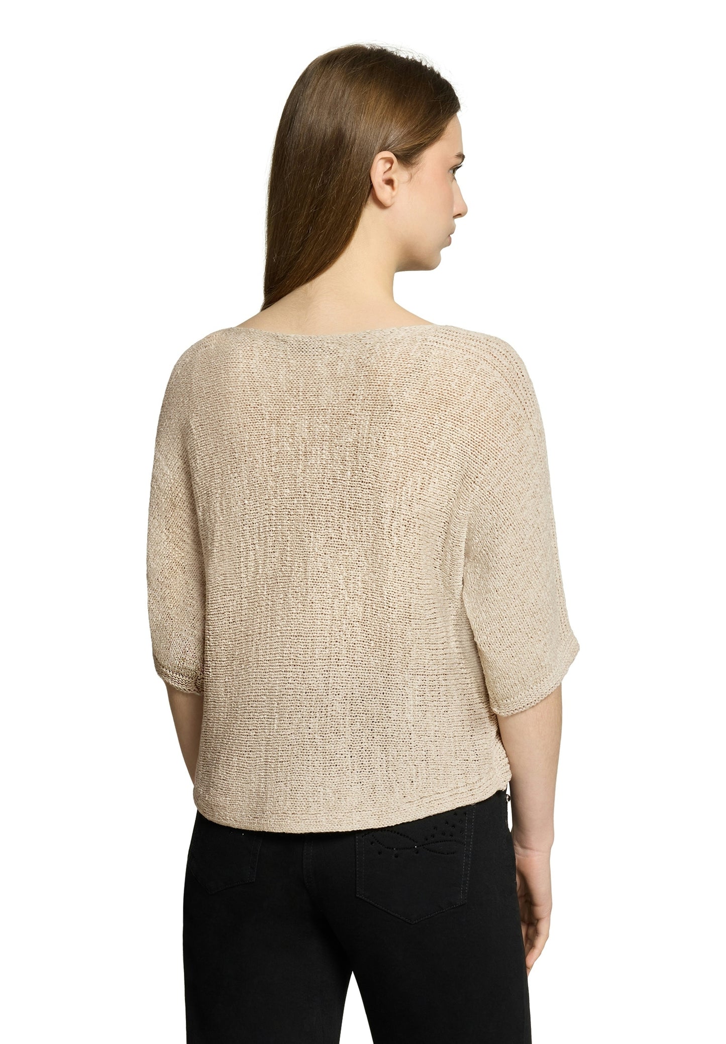 Strickpullover Kurz 1/2 Arm Light Beige Bild 4
