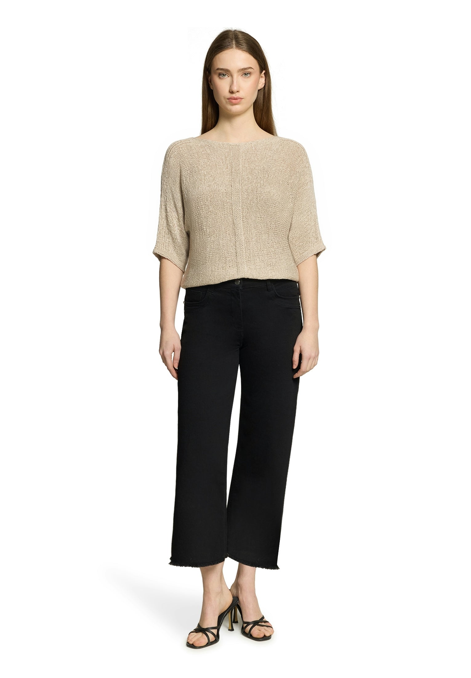 Strickpullover Kurz 1/2 Arm Light Beige Bild 5