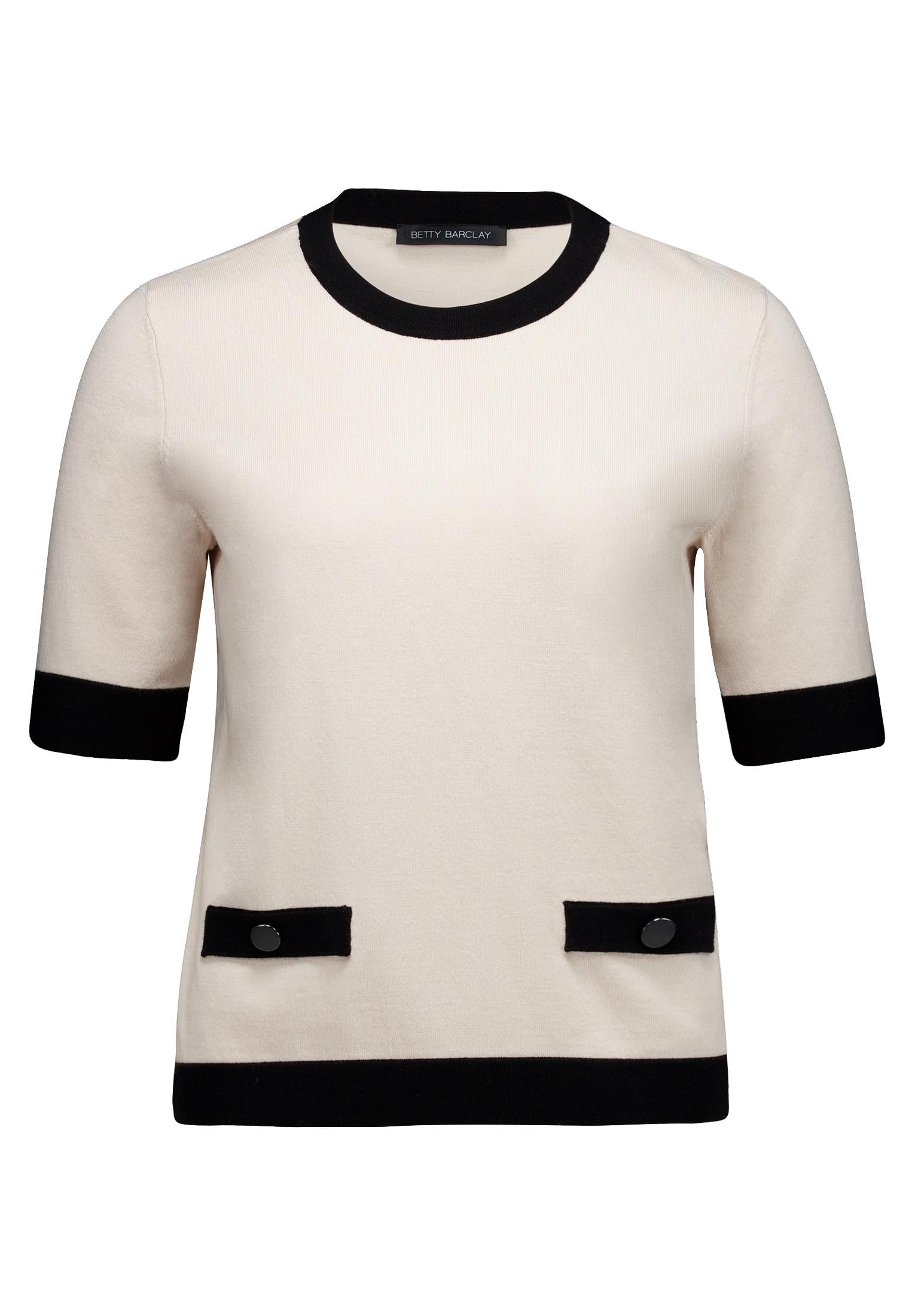 Strickpullover Kurz 1/2 Arm Patch Beige/Black Bild 1