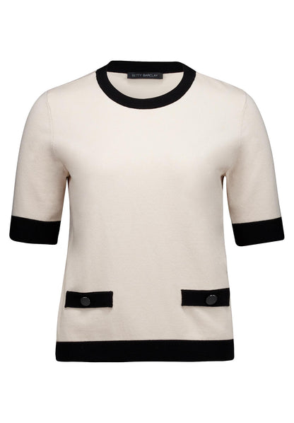 Strickpullover Kurz 1/2 Arm Patch Beige/Black Bild 1
