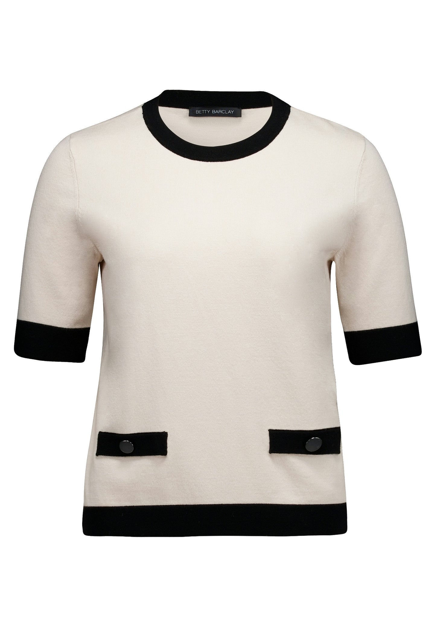 Strickpullover Kurz 1/2 Arm Patch Beige/Black Bild 1