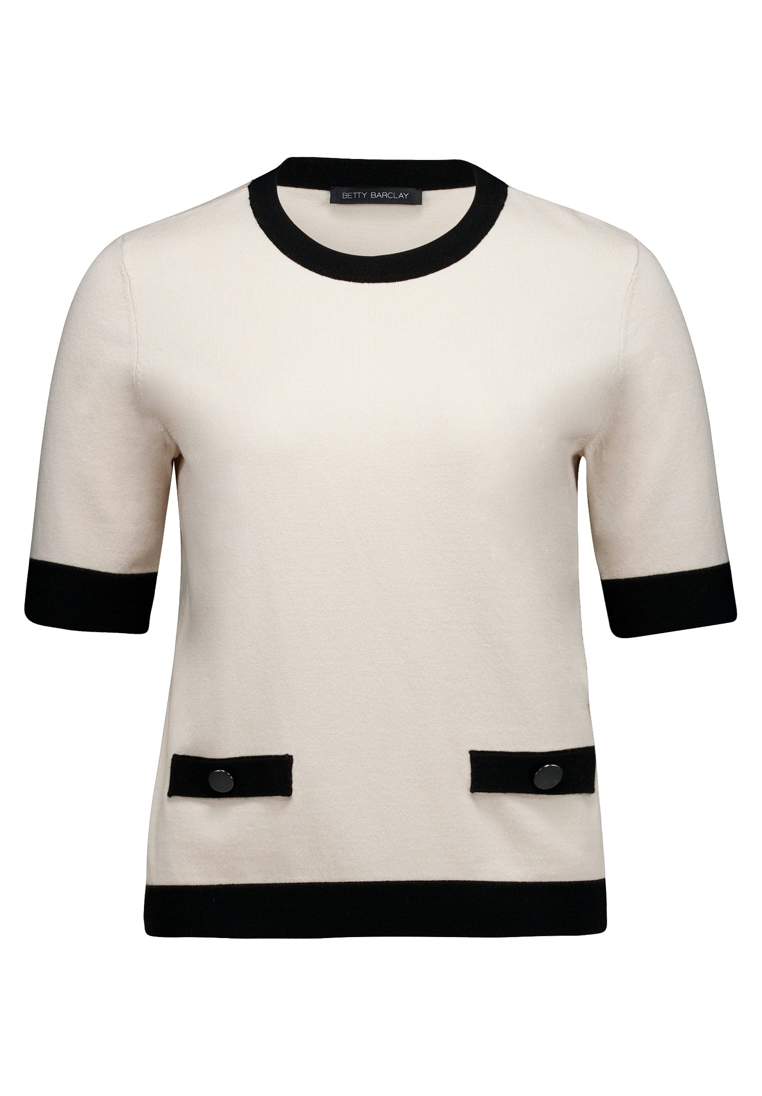 Strickpullover Kurz 1/2 Arm Patch Beige/Black Bild 1