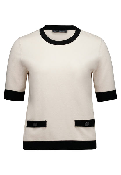 Strickpullover Kurz 1/2 Arm Patch Beige/Black Bild 1