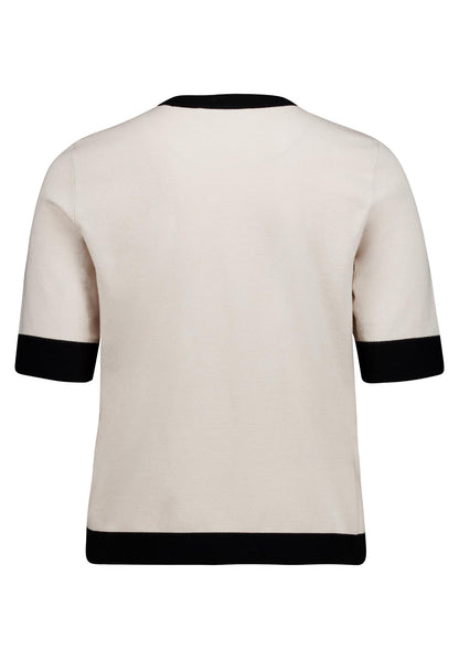Strickpullover Kurz 1/2 Arm Patch Beige/Black Bild 2