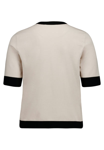 Strickpullover Kurz 1/2 Arm Patch Beige/Black Bild 2