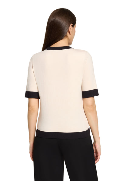 Strickpullover Kurz 1/2 Arm Patch Beige/Black Bild 4