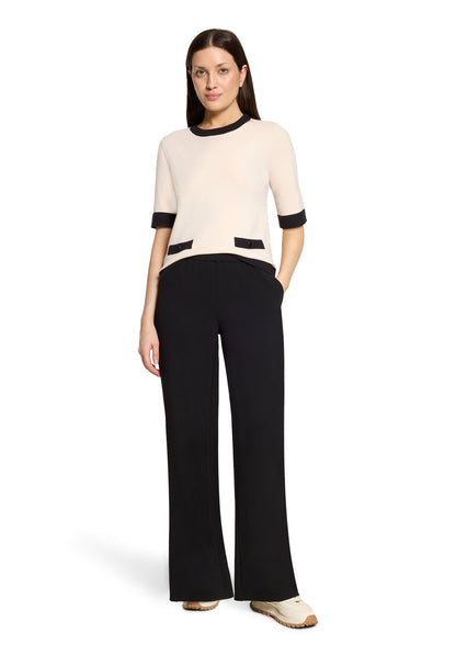 Strickpullover Kurz 1/2 Arm Patch Beige/Black Bild 5