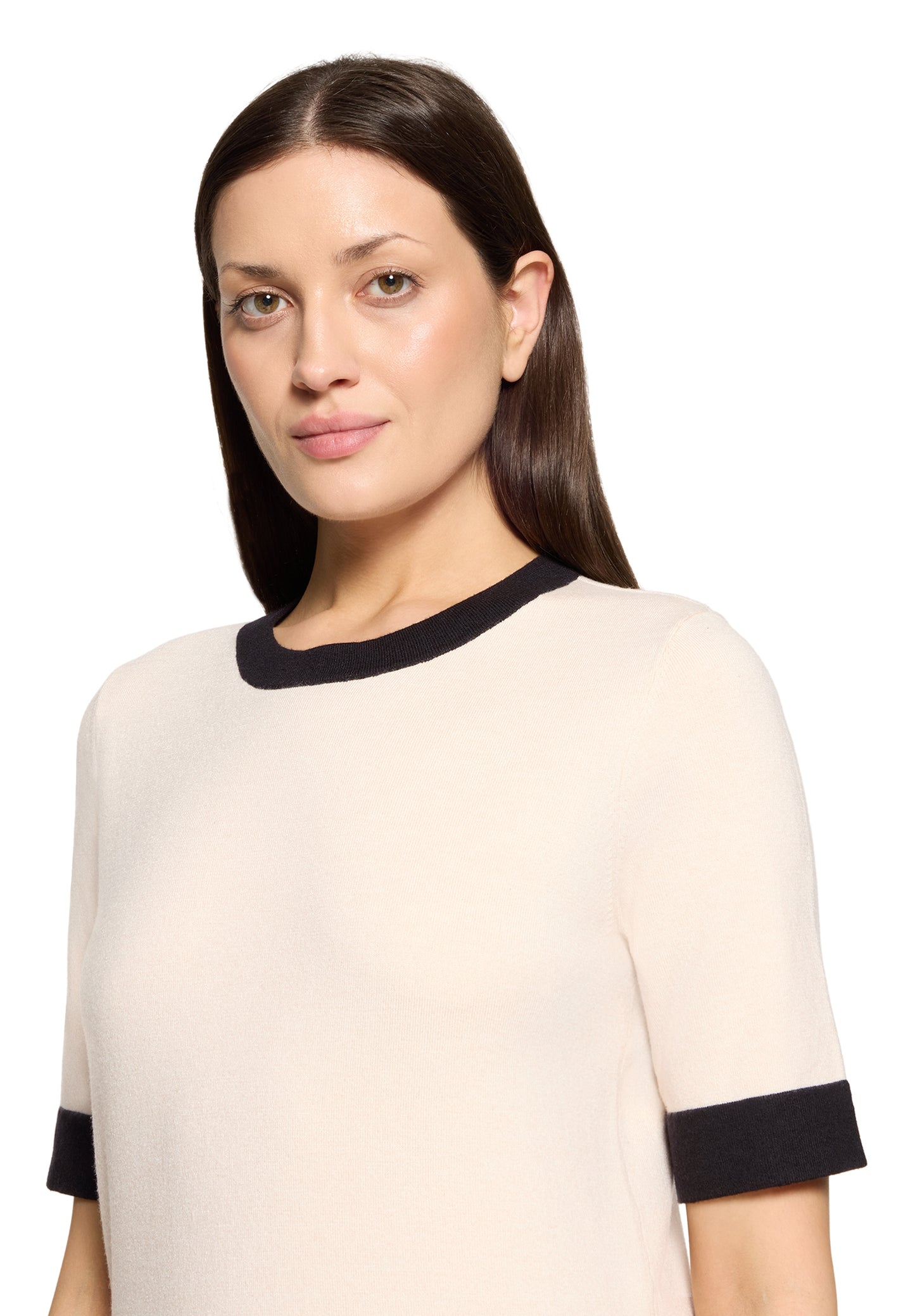 Strickpullover Kurz 1/2 Arm Patch Beige/Black Bild 6