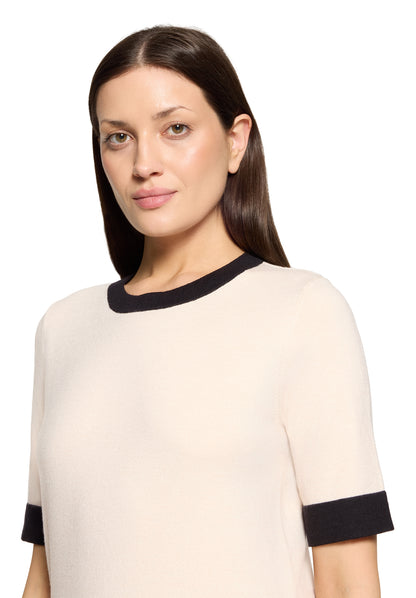 Strickpullover Kurz 1/2 Arm Patch Beige/Black Bild 6
