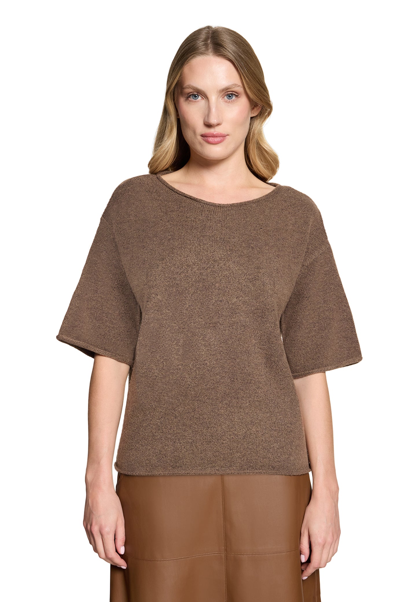 Strickpullover Kurz 1/2 Arm Dark Coffee Bild 3