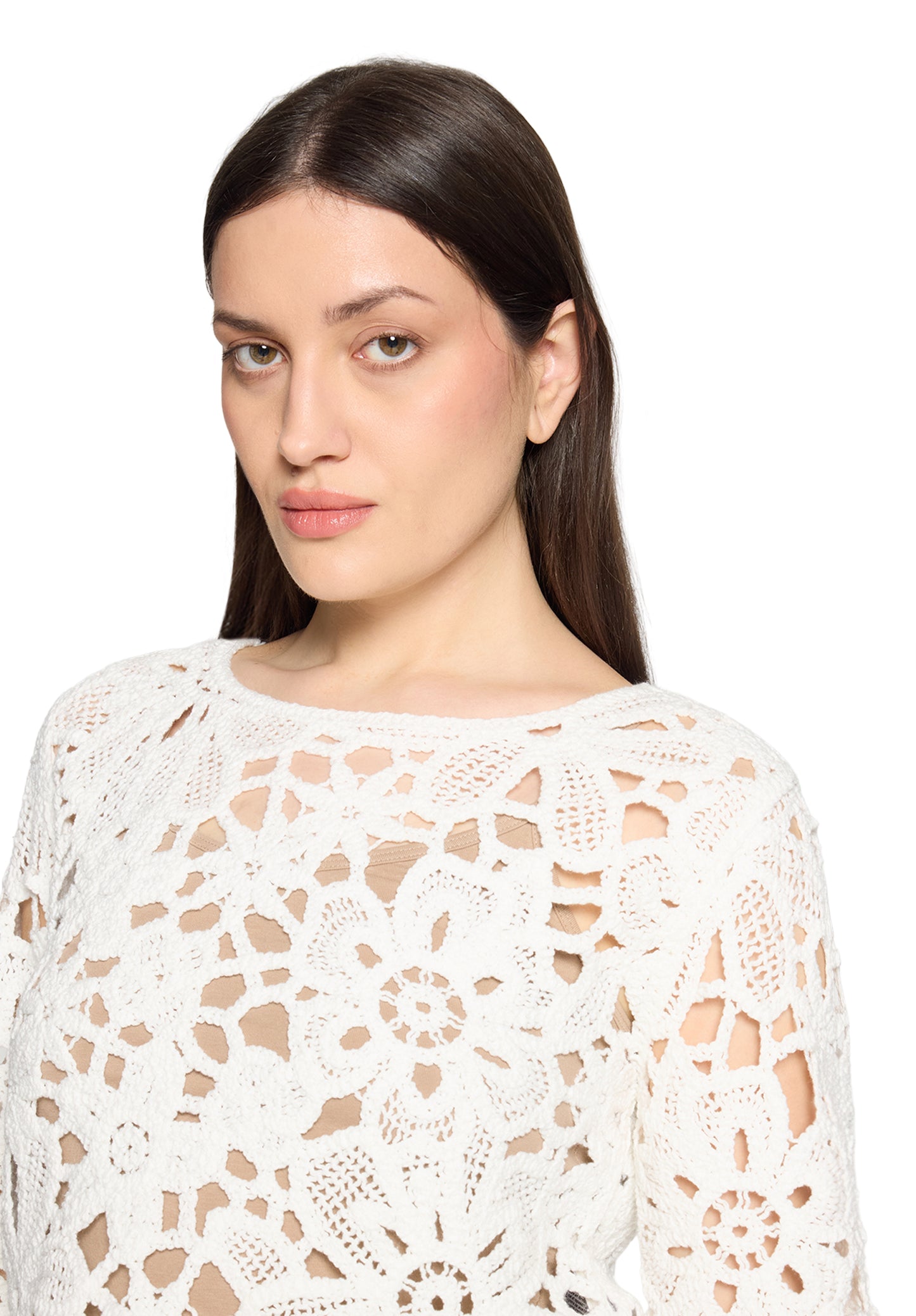 Strickpullover Kurz 3/4 Arm Offwhite Bild 6