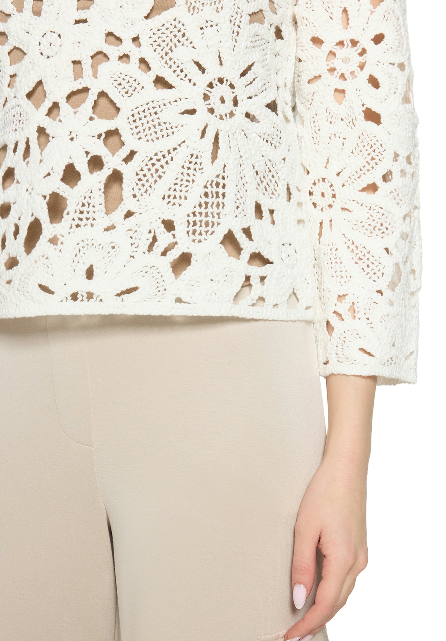 Strickpullover Kurz 3/4 Arm Offwhite Bild 7