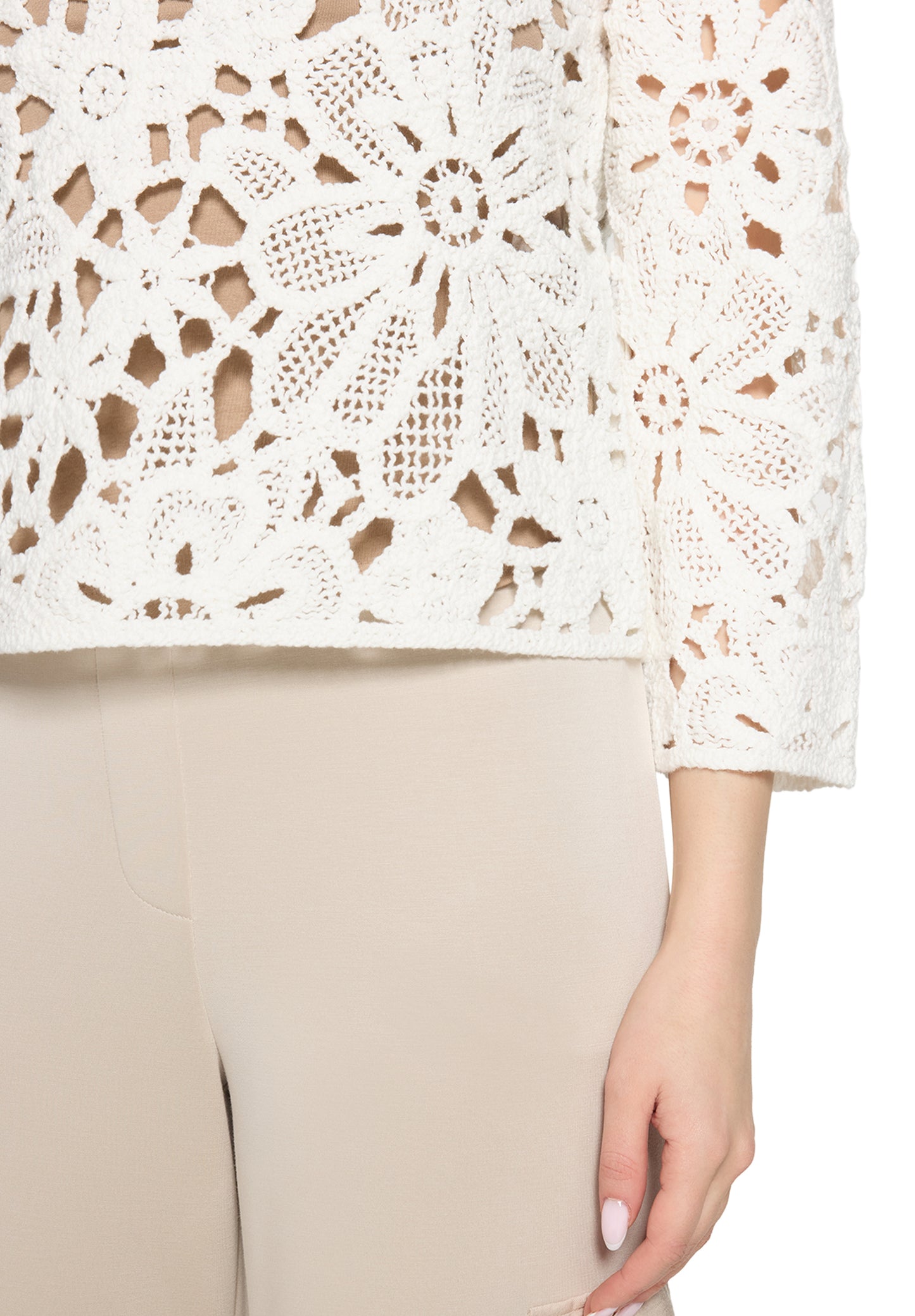 Strickpullover Kurz 3/4 Arm Offwhite Bild 7