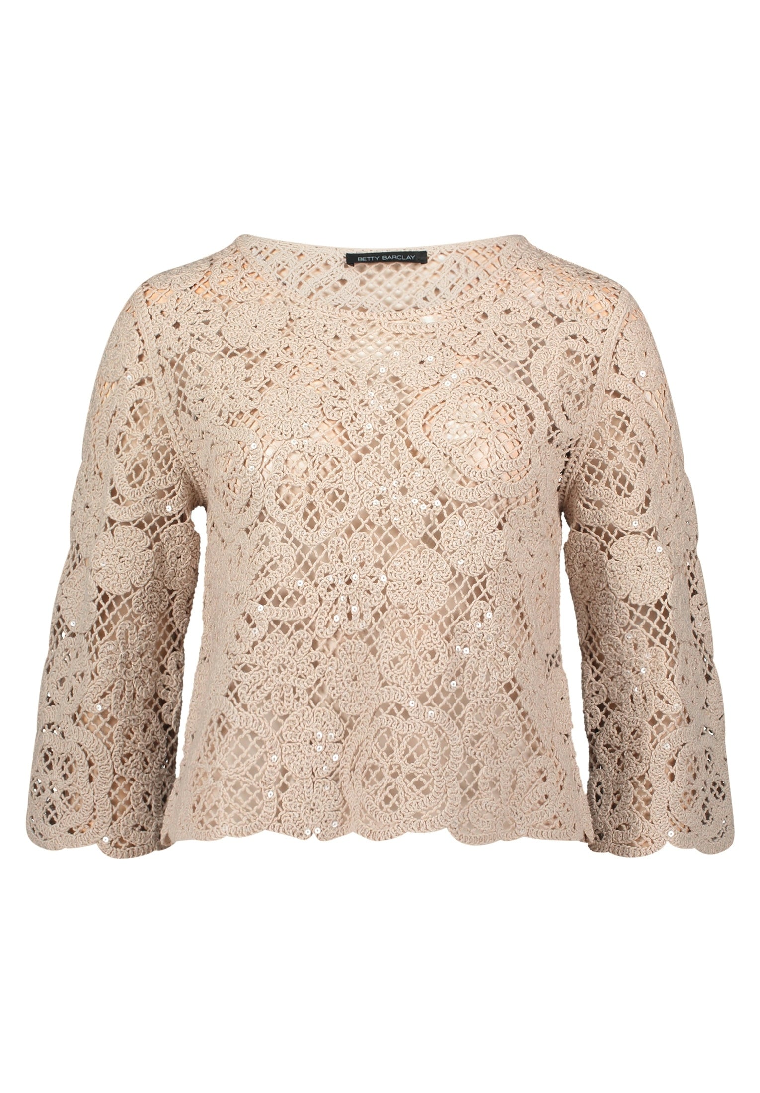 Strickpullover Kurz 3/4 Arm Light Beige Bild 1