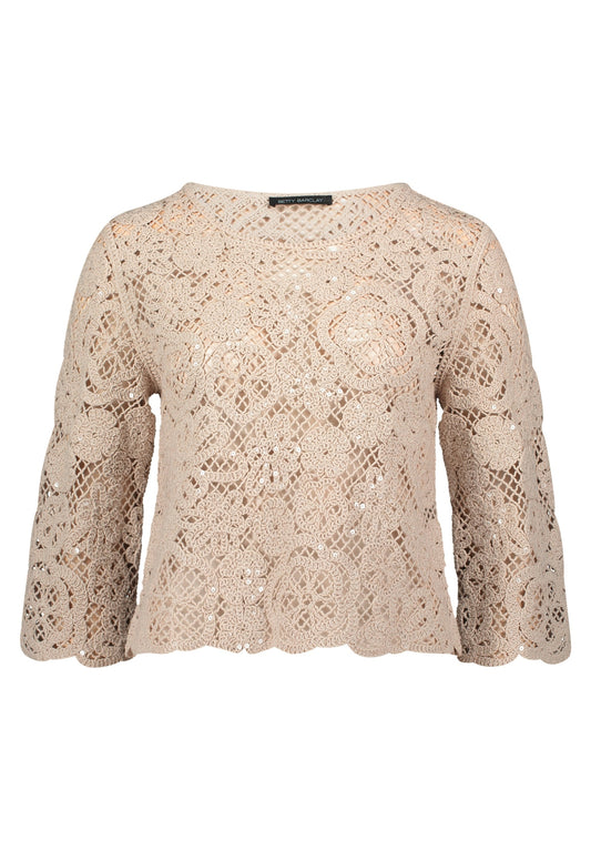 Strickpullover Kurz 3/4 Arm Light Beige Bild 1