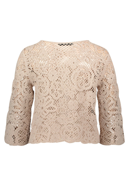 Strickpullover Kurz 3/4 Arm Light Beige Bild 2