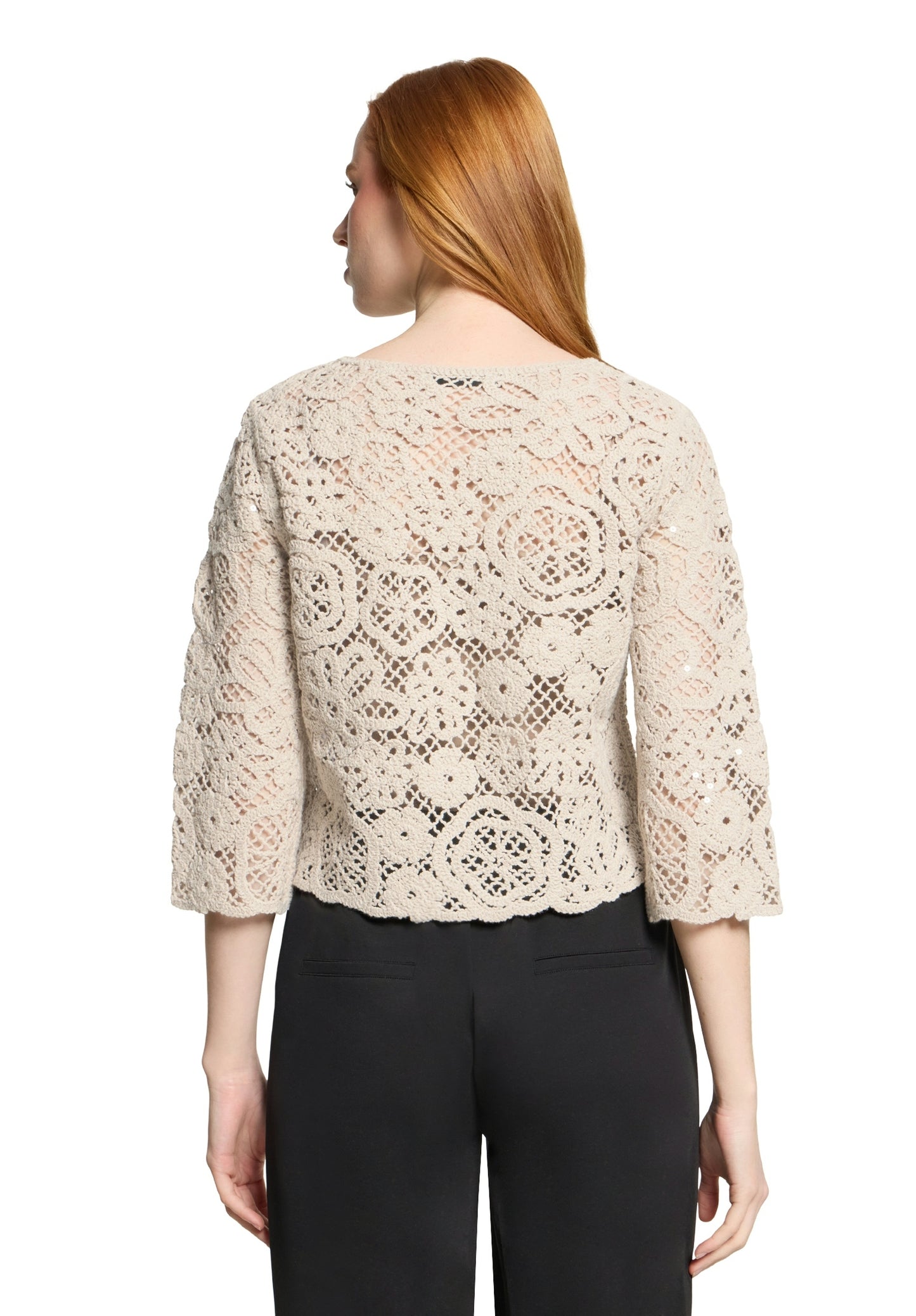 Strickpullover Kurz 3/4 Arm Light Beige Bild 4